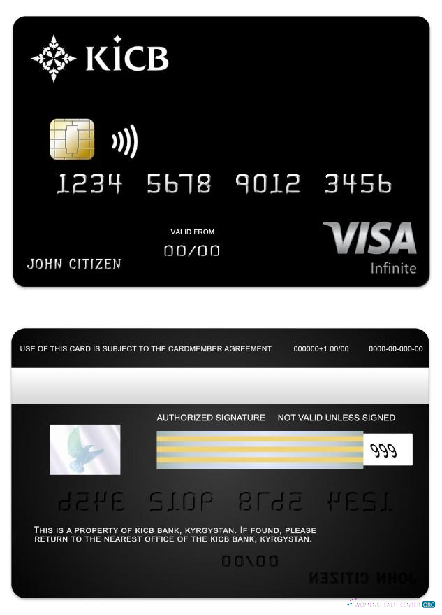 Download Kyrgyzstan KICB Bank visa infinite card Photoshop template
